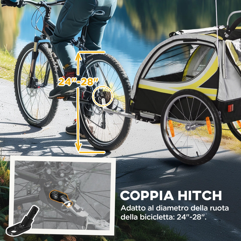 Rimorchio Bici Bambini 2 in 1 ¨C zephmum ¨C Giallo