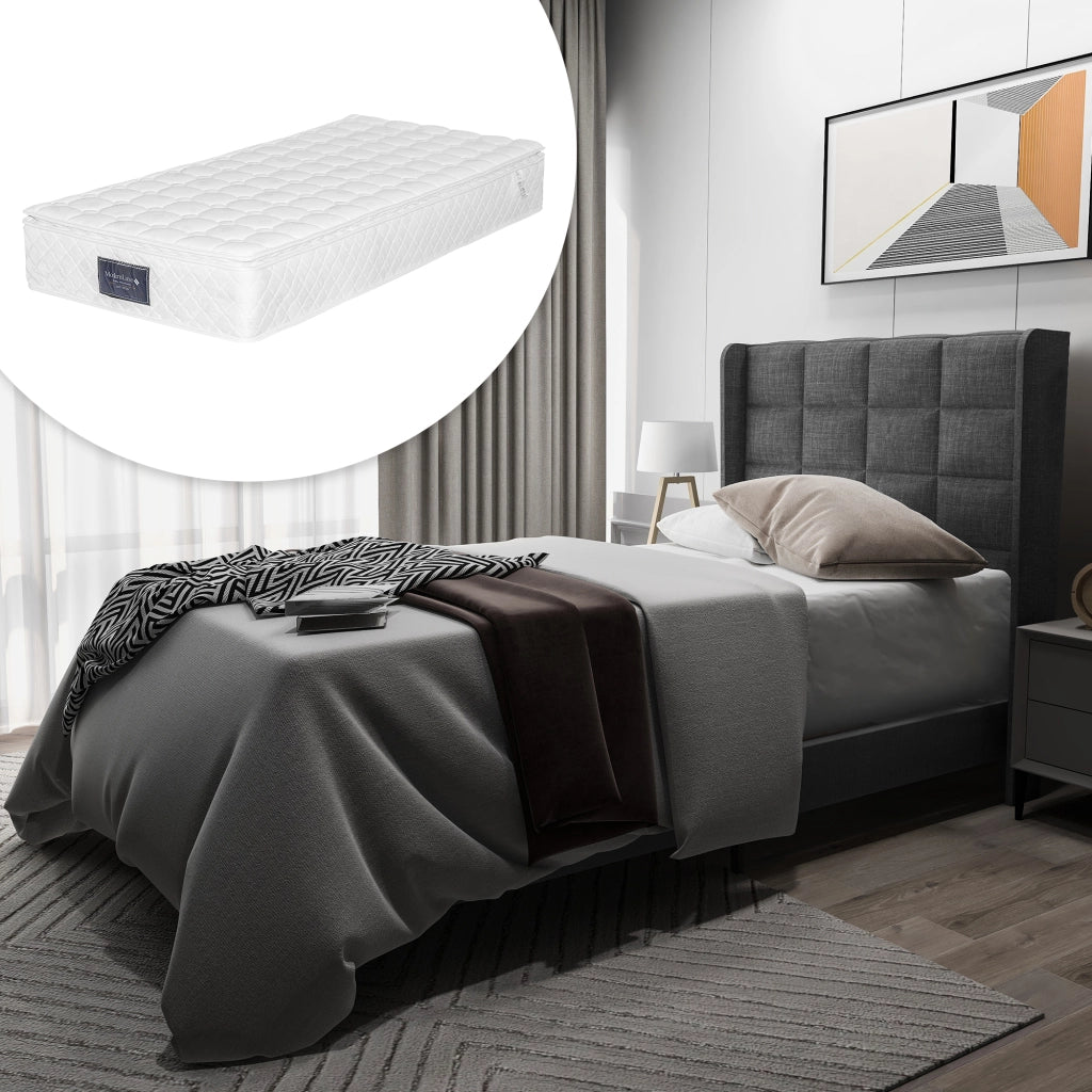 letto imbottito lino grigio 90 x 200 cm