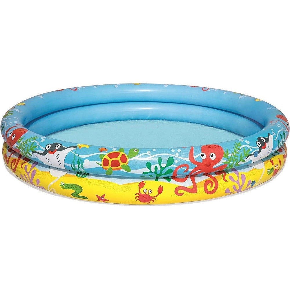 Trade Shop - Set Piscina Gonfiabile A 2 Anelli Per Bambini 122x20 Cm Con Palla Salvagente 51124 -