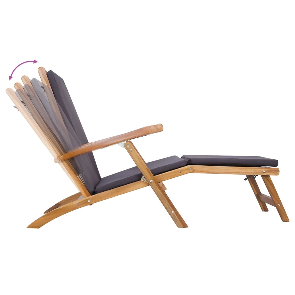 Sedia a sdraio pieghevole con cuscino Grigio Scuro 42030523
