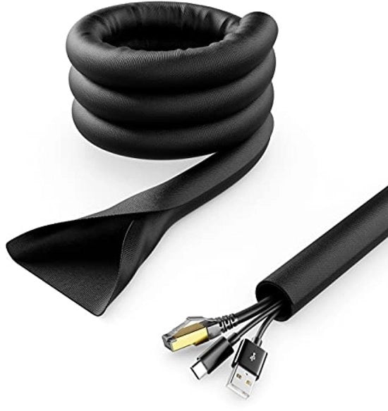 Cassetta di chiusura autoavvolgente 3 metri - Canale di gestione dei cavi per avvolgere e proteggere i cavi - Nero nylon - Modello MK4763
