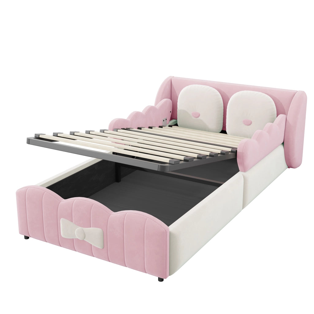 letto per bambini velluto rosa 90 x 200 cm