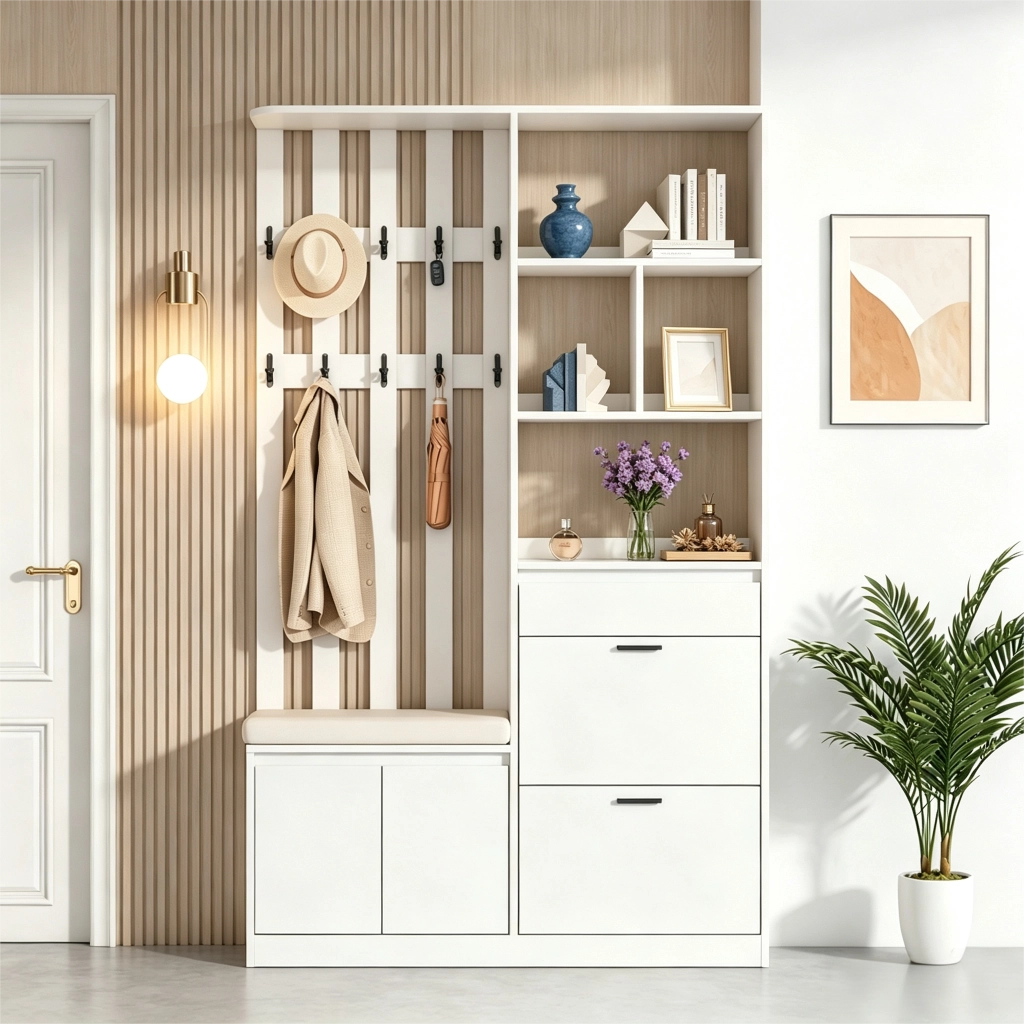 ARMADIO DA INGRESSO 120x30x200 cm in MDF bianco