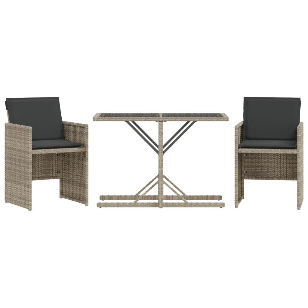 Set da Bistrò 3 pz con Cuscini Grigio Chiaro in Polyrattan 365070