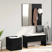 Set mobili da ingresso con specchio 5 pcs Rovere nero e argento-Mobile con specchio