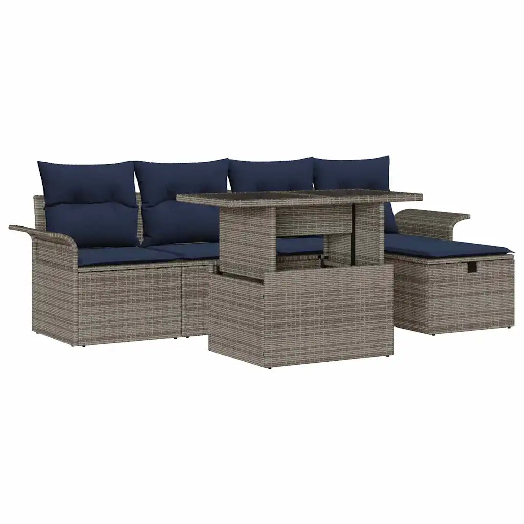 Set Divano da Giardino con cuscino 6 pcs Grigio polyrattan 3361004