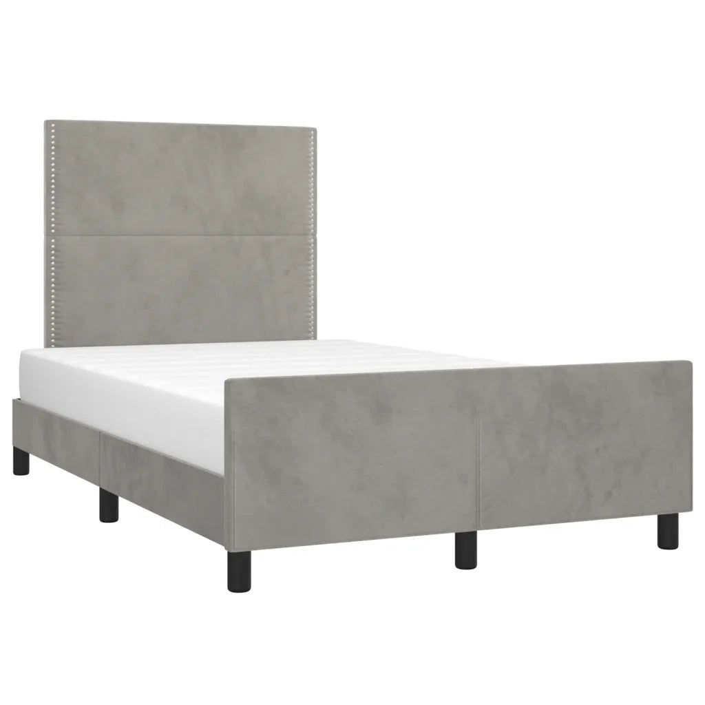 Letto matrimoniale | Letto per adulti | Giroletto senza Materasso Grigio Chiaro 120x200 cm Velluto