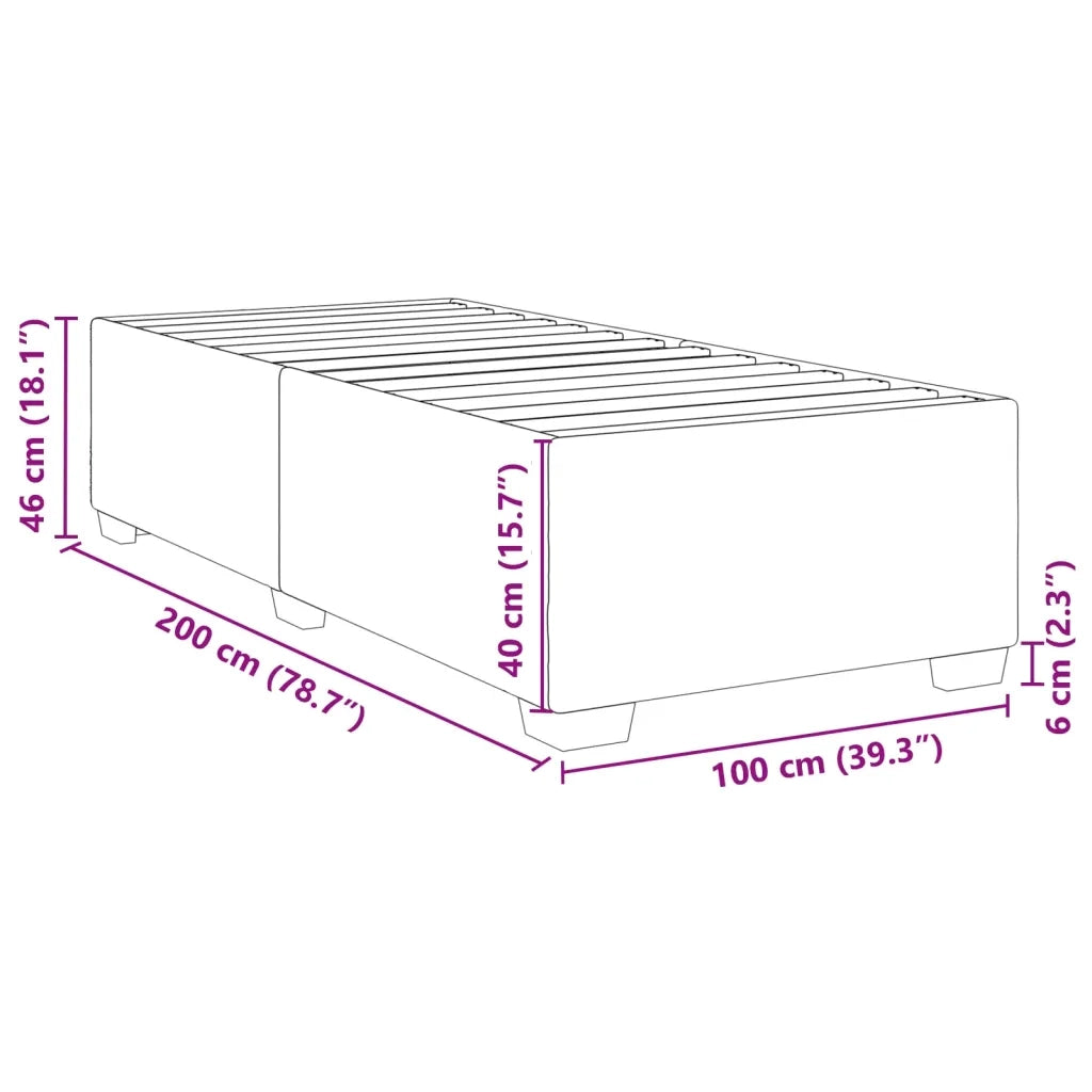 Letto singolo | Letto per adulti | Giroletto senza Materasso Grigio Chiaro 100x200 cm Tessuto