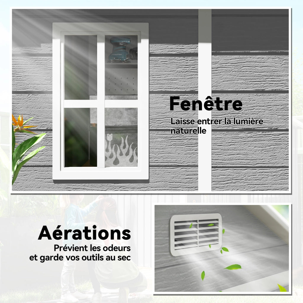Casetta da giardino in resina ¨C Xylo ¨C 2,7 m2 grigio con pavimento 240x190x228 cm