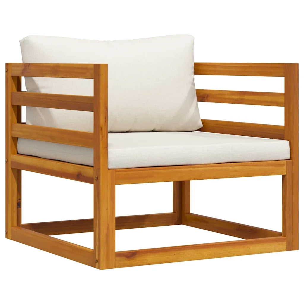 Sedia da patio-Sedia da Giardino con Cuscino Crema in Legno Massello di Acacia 350354