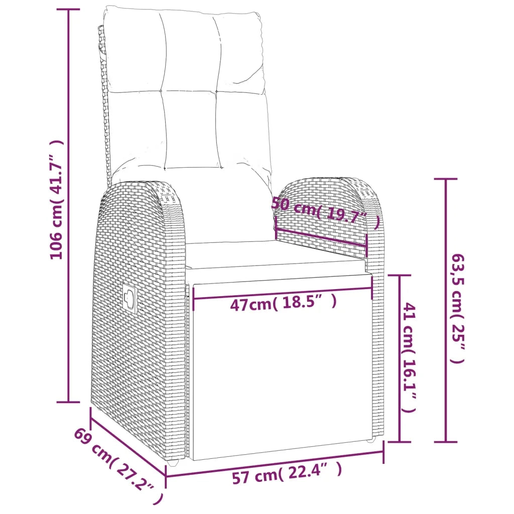 Set Pranzo Giardino 3pz | Set Salotto da Giardino Nero Polyrattan e Legno Massello Acacia