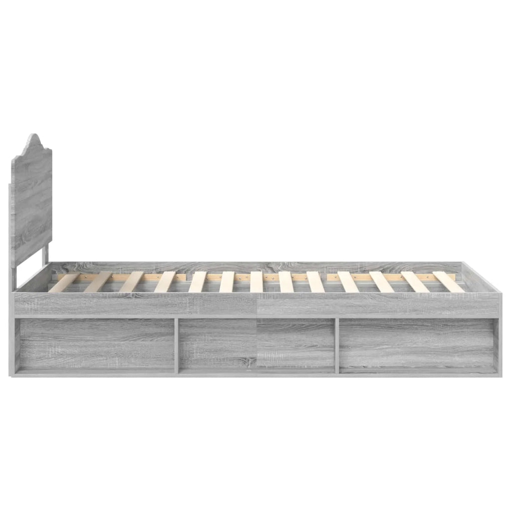 Struttura del letto-Giroletto Grigio Sonoma 100 x 200 cm Pino massello 838719
