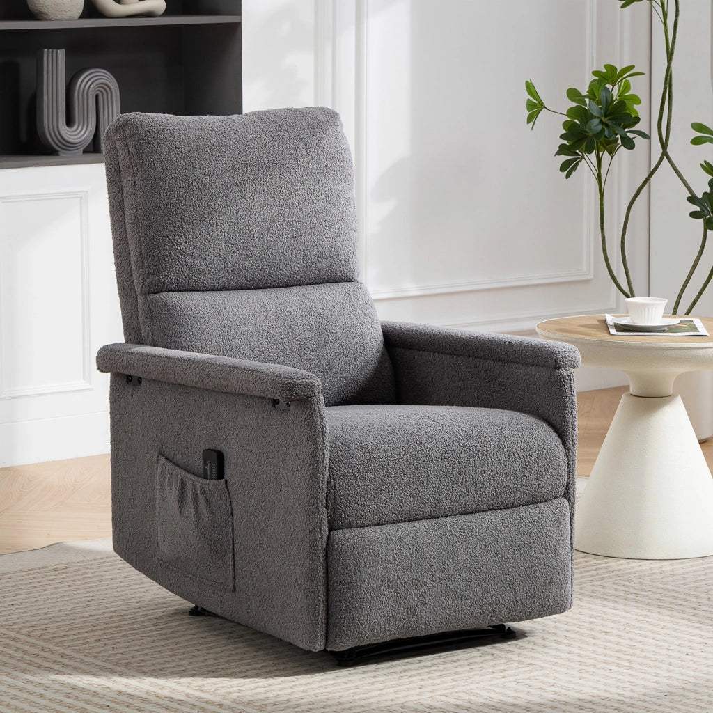 Poltrona relax reclinabile massaggiante ¨C Xylo ¨C tessuto grigio con poggiapiedi 69x84x99cm