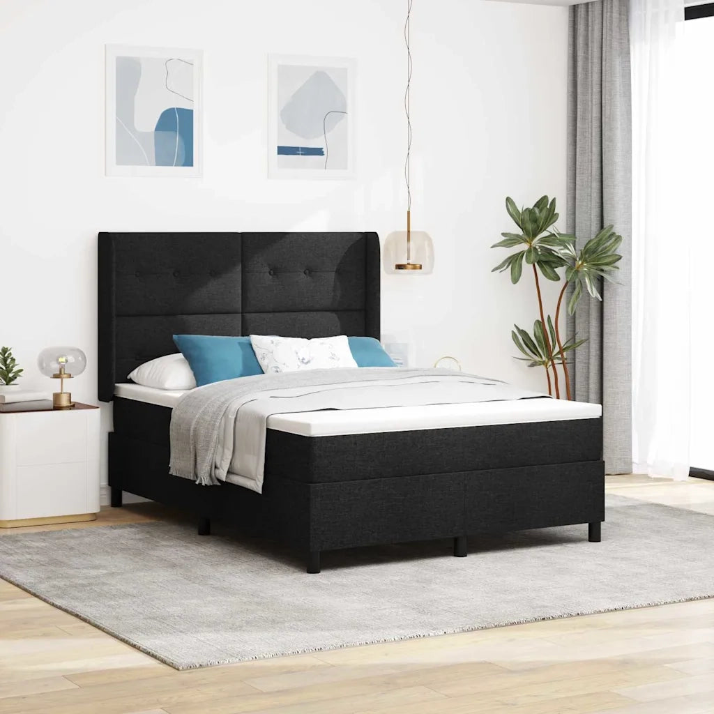 Letto a Sorgente LED con materasso Nero 140 x 200 cm Tessuto 3343506