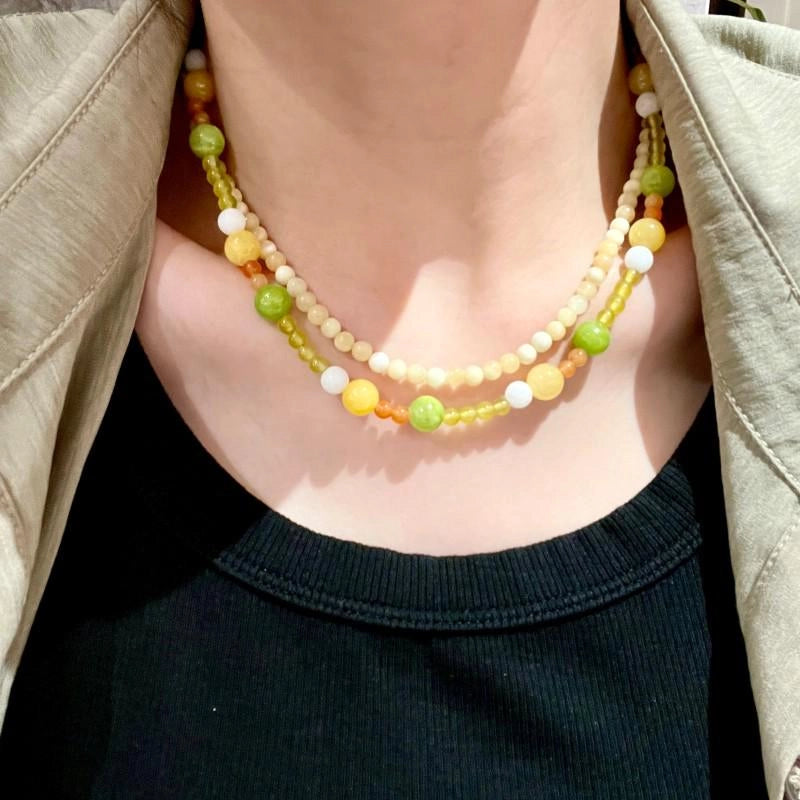 Collana fatta a mano con perline di cristallo di topazio e collana con pietre naturali colorate, regalo di Natale o compleanno.