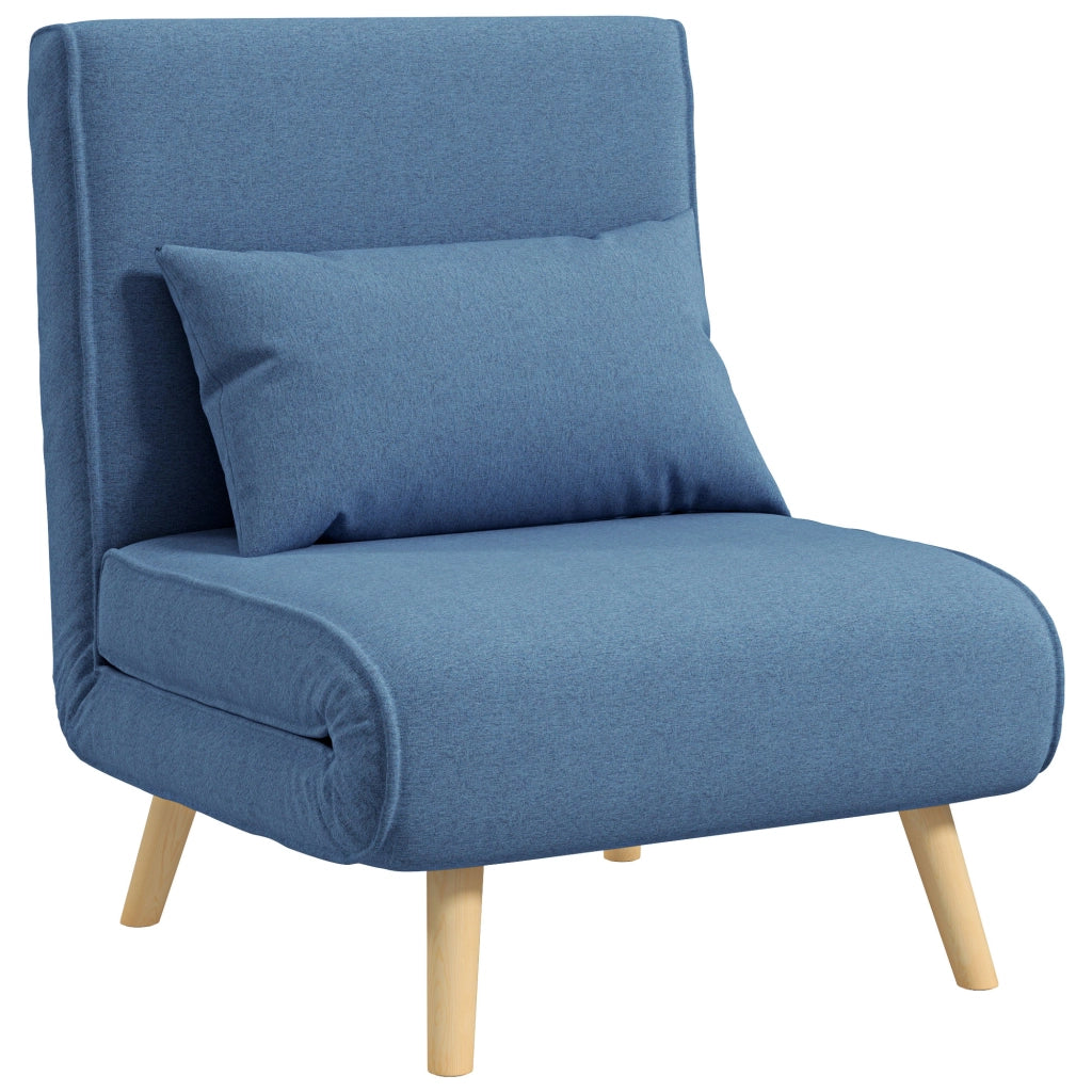 Letto imbottito convertibile 1 posto ¨C zephmum ¨C tessuto blu con cuscino