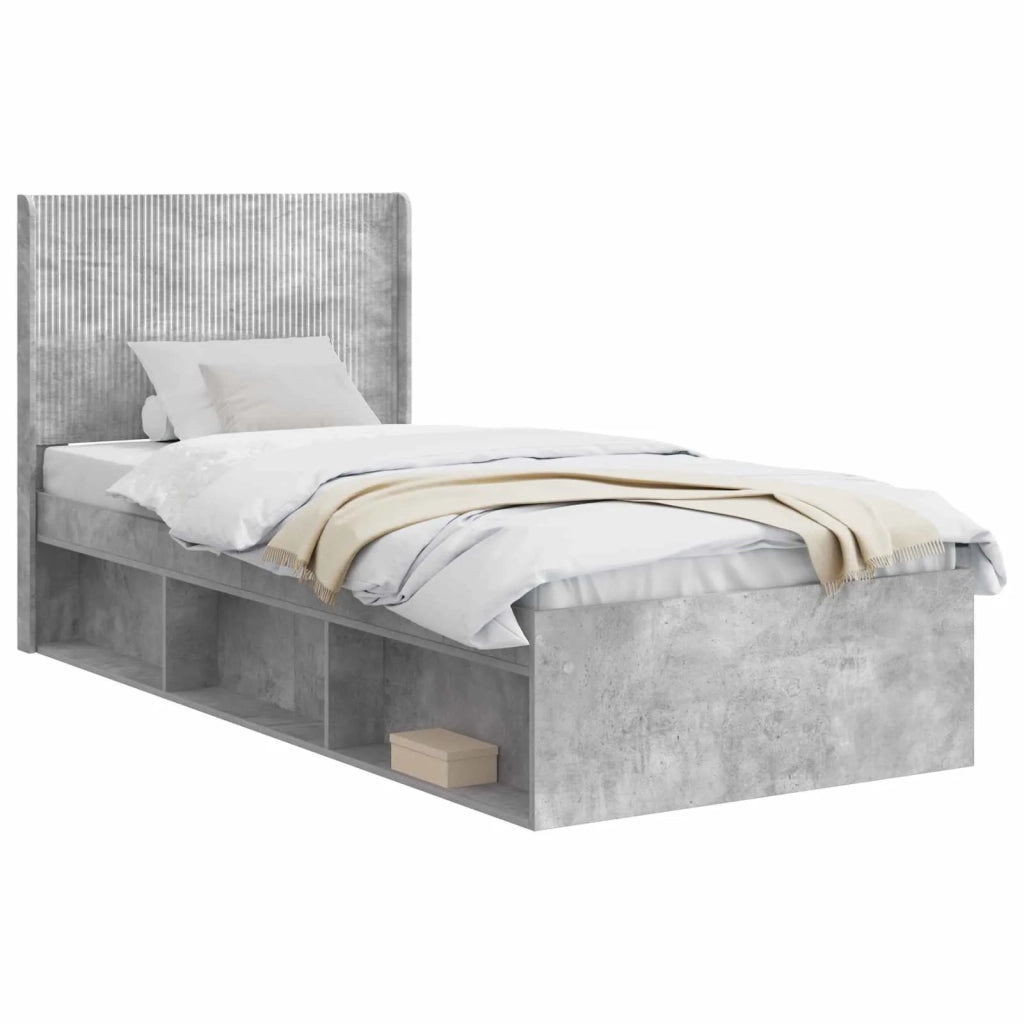 Struttura del letto con stoccaggio e testata Grigio Cemento 3413896