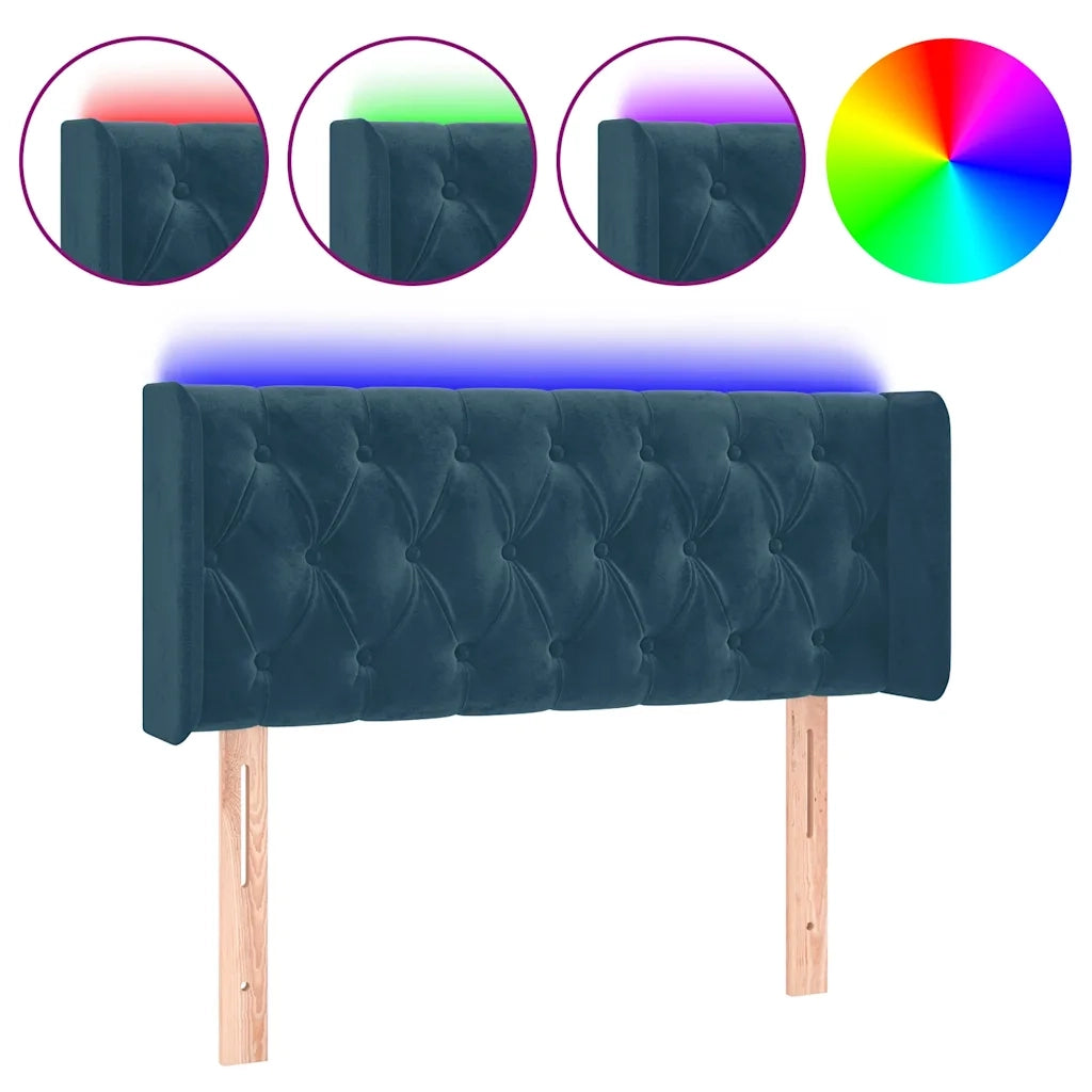Testiera a LED Blu scuro 93x16x78/88 cm in Velluto 3123612