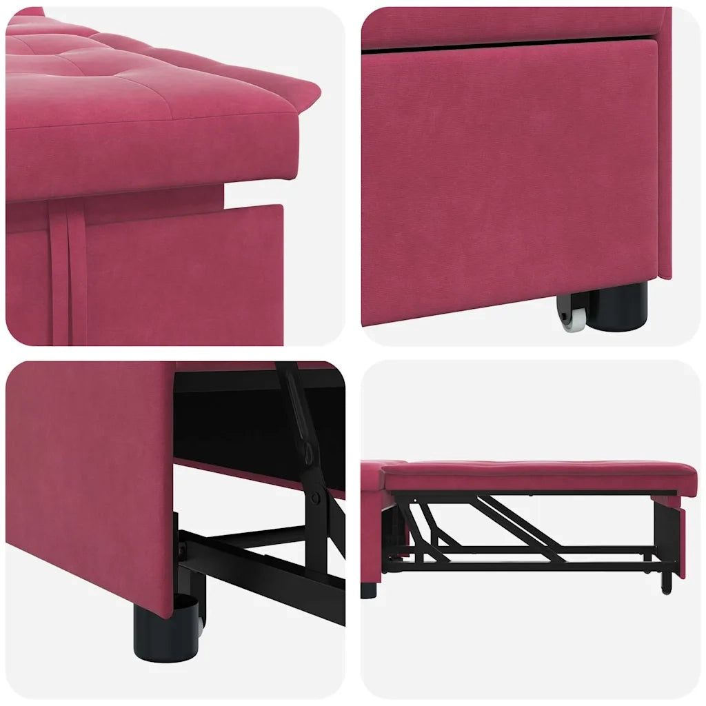 Divano letto Rosso Vino 194 x 67 x 82 cm Velluto 42008599