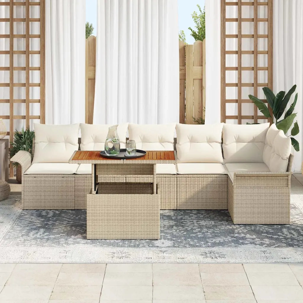 Set Divano da Giardino 7 pcs Beige Poly Rattan 3358080