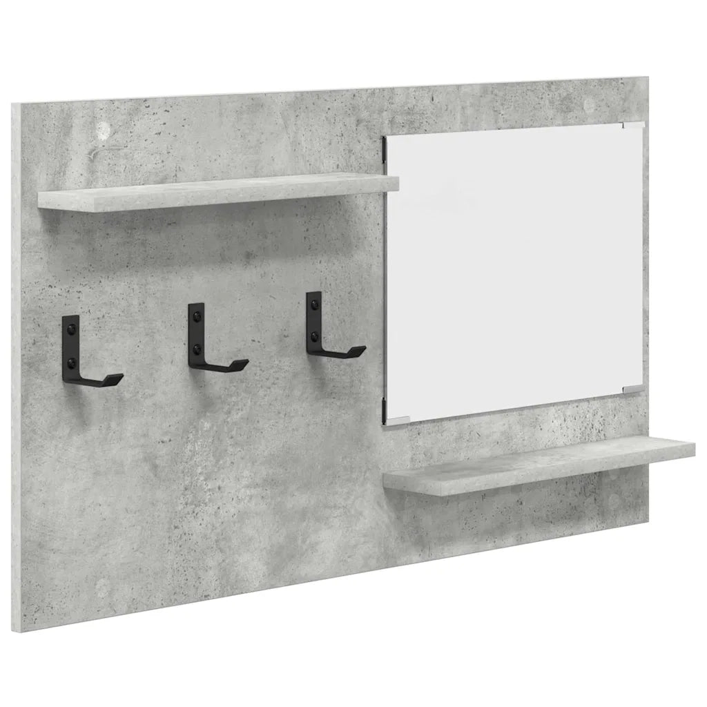 Appendiabiti a muro con specchio-Attaccapanni con specchio Grigio cemento 90 x 10 x 50 cm