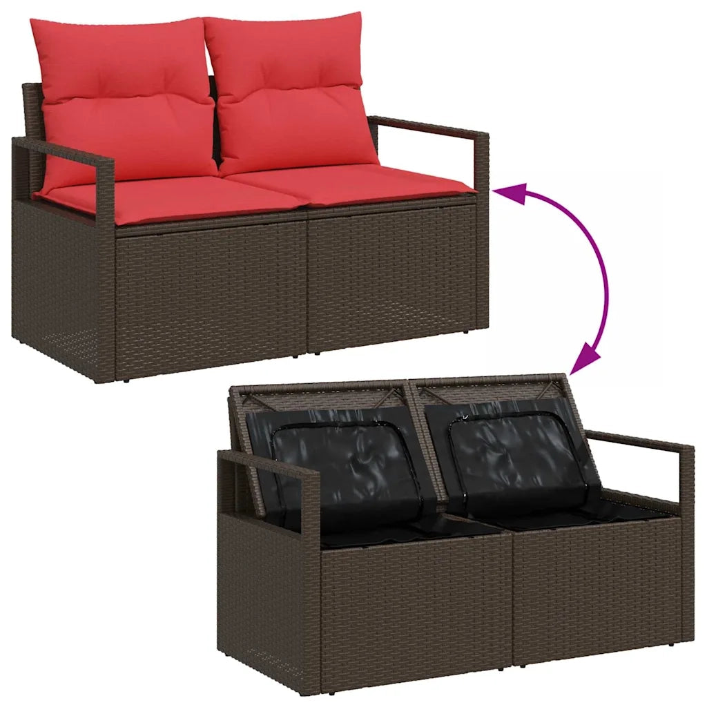 Set Divano da Giardino 5 pcs Marrone Poly Rattan 3357467