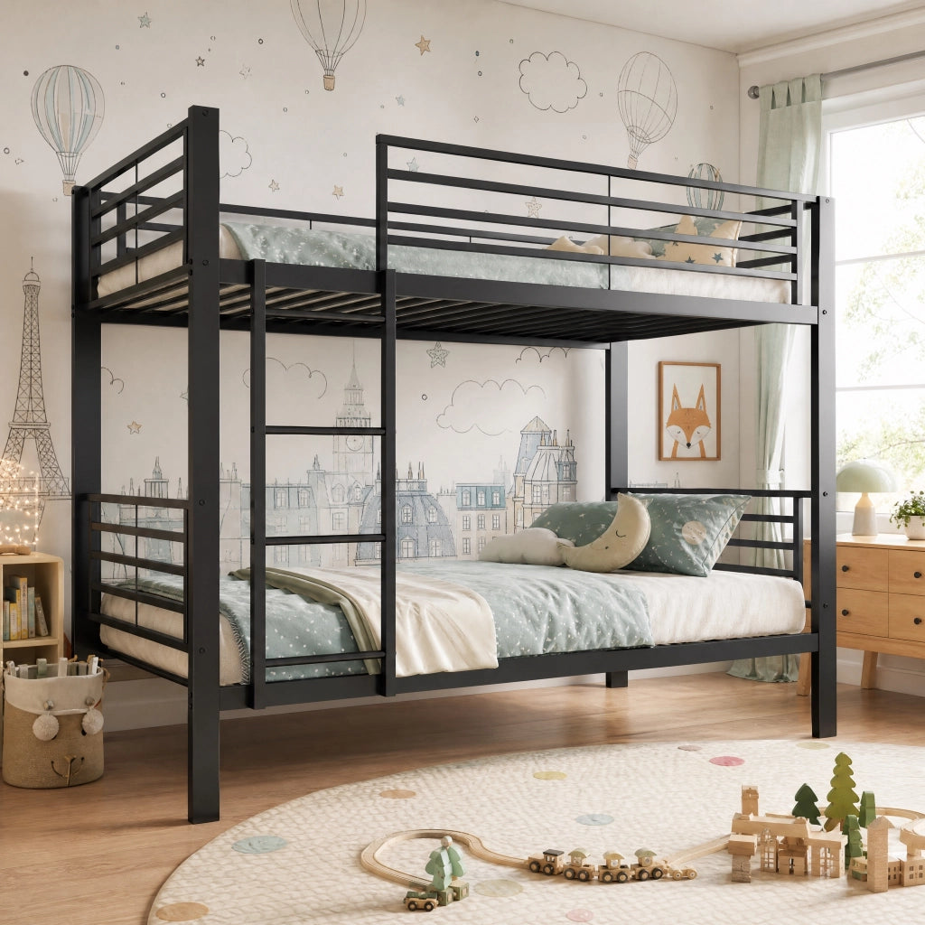 letto a castello metallo nero 90 x 200 cm