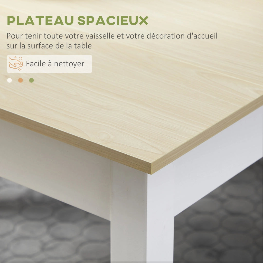 Tavolo da Pranzo Allungabile con 2 Panche ¨C Zephmum ¨C Legno Massello Effetto Rovere 120x60x75 cm