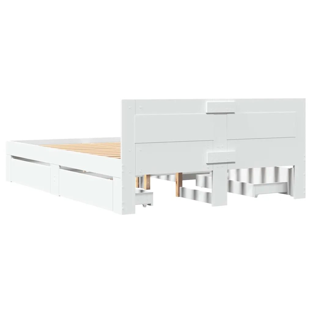 Letto matrimoniale | Letto per adulti | Struttura del letto 2 pcs Bianco 137 x 188 cm Legno multistrato
