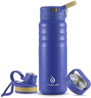 Flessa isolata a vuoto, 24 oz (710 ml), contenitore in acciaio inossidabile con doppia parete, bottiglia sportiva in metallo con tappo a vite ermetico (blu)