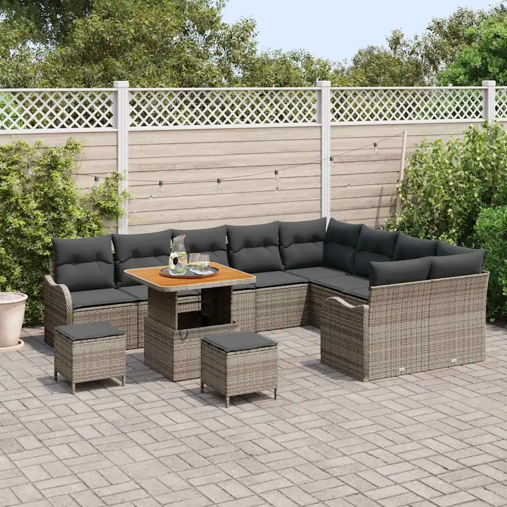 Set Divano da Giardino con cuscino 12 pcs Grigio polyrattan 3362303