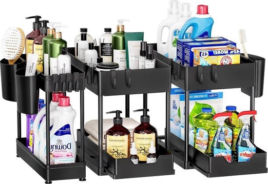 Organizzatore per sottocassa 3 Pack - 2 livelli multifunzionale - Organizzatore per sottocassa - Nero 

(Nota: Puricon e Gootsteen sono stati rimossi)