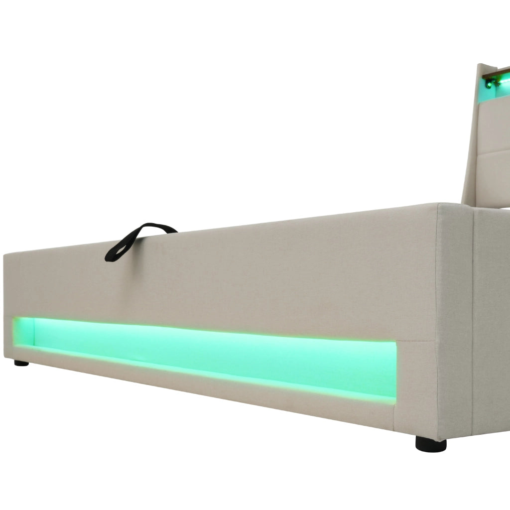 letto imbottito lino beige 140x200 cm