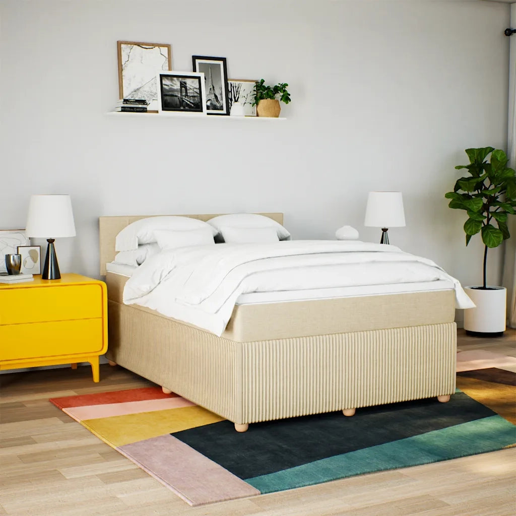 Giroletto a Molle con Materasso Crema 140x200 cm in Tessuto