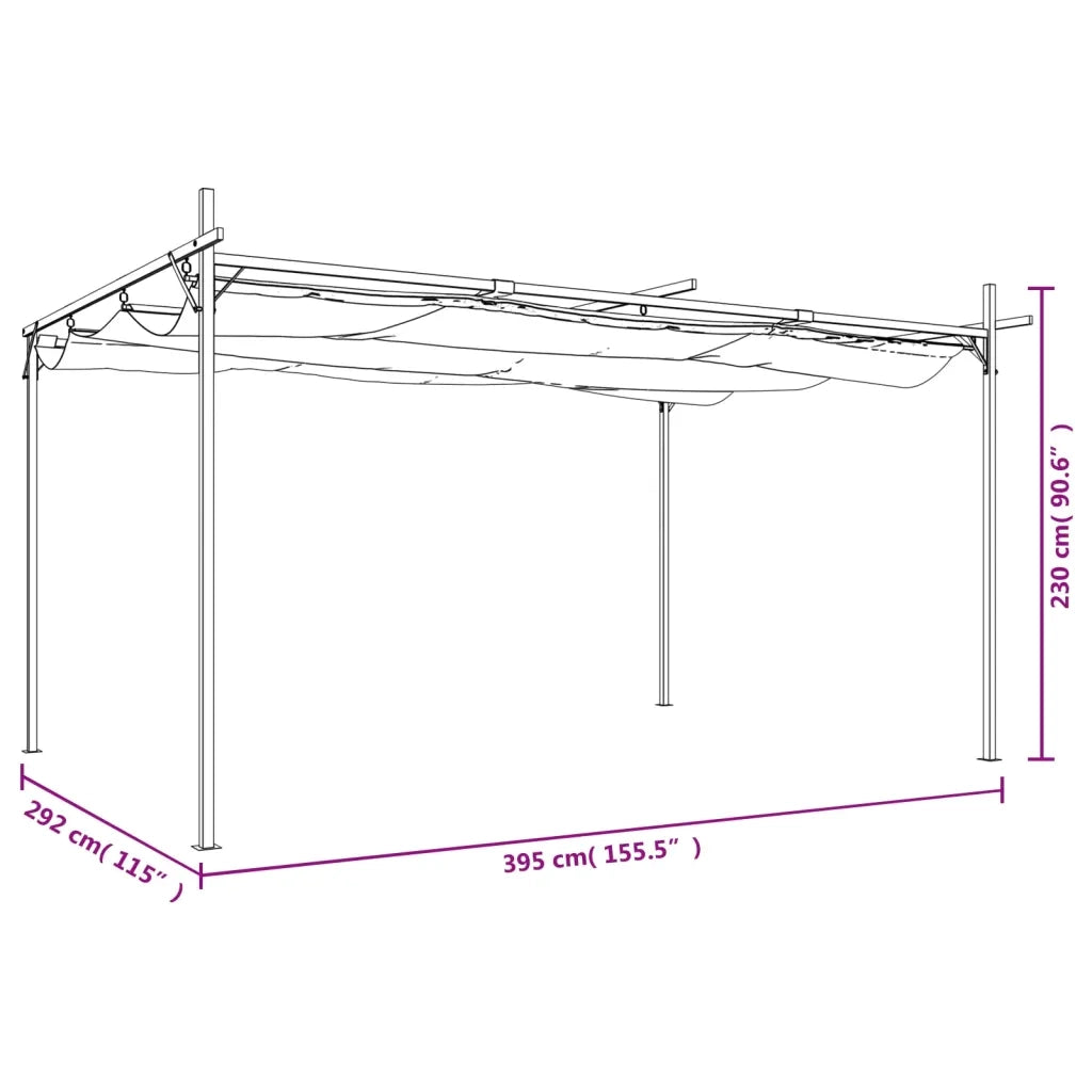 Pergola con Tetto Retrattile Tortora 395x292x230 cm CFW5802528
