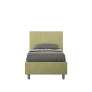 Letto singolo senza rete imbottito 80x210 microfibra tè verde Adele