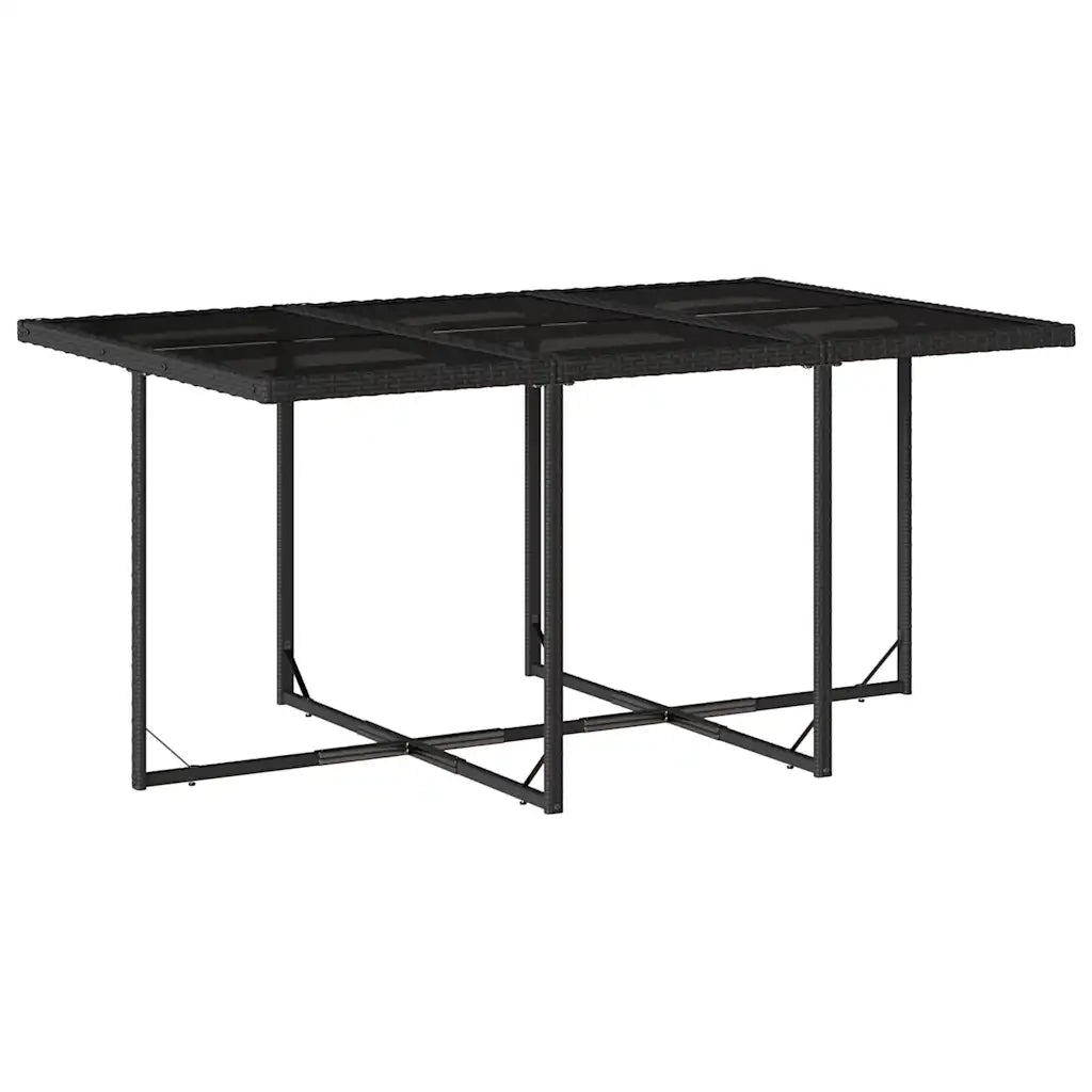 Set da Pranzo da Giardino 7 pz Nero con Cuscini in Polyrattan 3210906