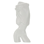 Scultura Astratta Figura Femminile in Poliresina Bianco Opaco