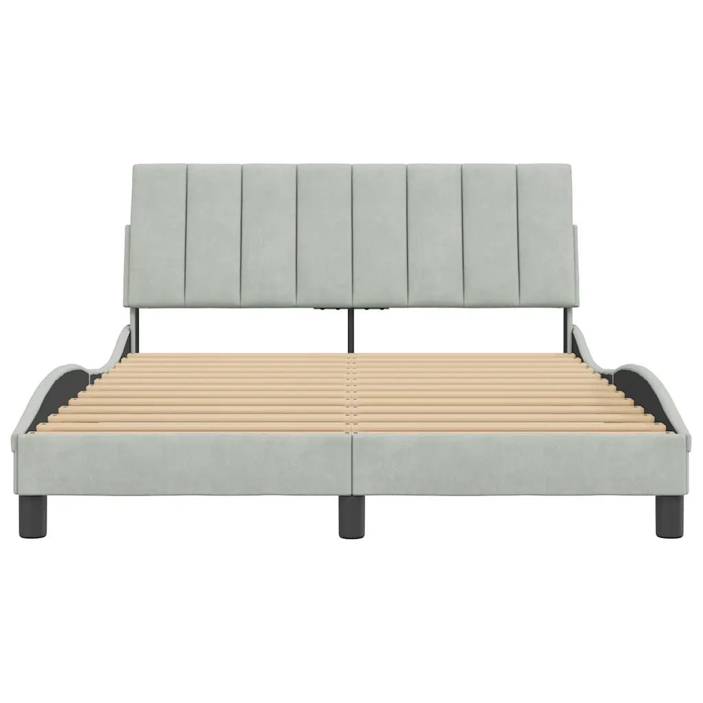 Letto matrimoniale | Letto per adulti | Giroletto senza Materasso Hanko Grigio Chiaro 140x200 cm Velluto
