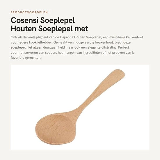 Lepel in Legno - Manico Lungo - Becco di Faggio - Manufatto Artigianale - Cucchiaio da Cucina - Decorativo - Sostenibile - Cucchiaio da Servire