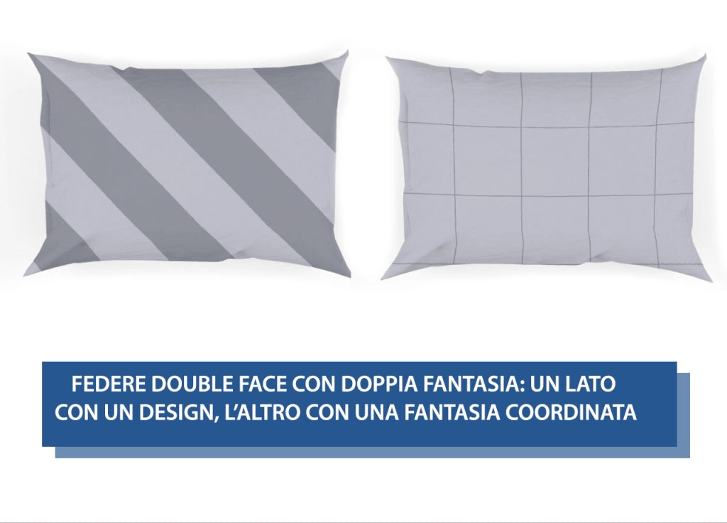 Completo Lenzuola Letto In 100% Cotone Made Italy Disegno Elite - Piazza E Mezza - Grigio