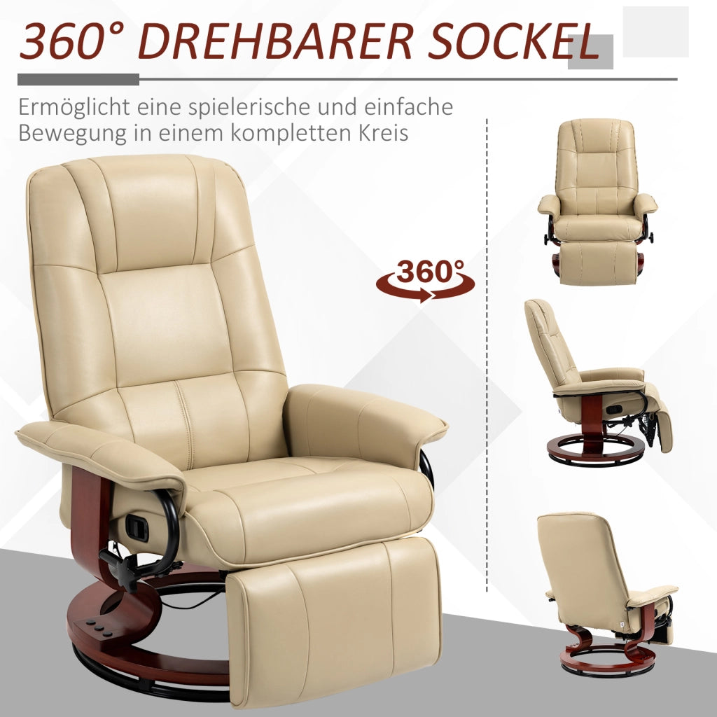 Poltrona Relax Reclinabile Massaggiante Elettrica ¨C Minimal ¨C Similpelle Creme 78x87x100 cm