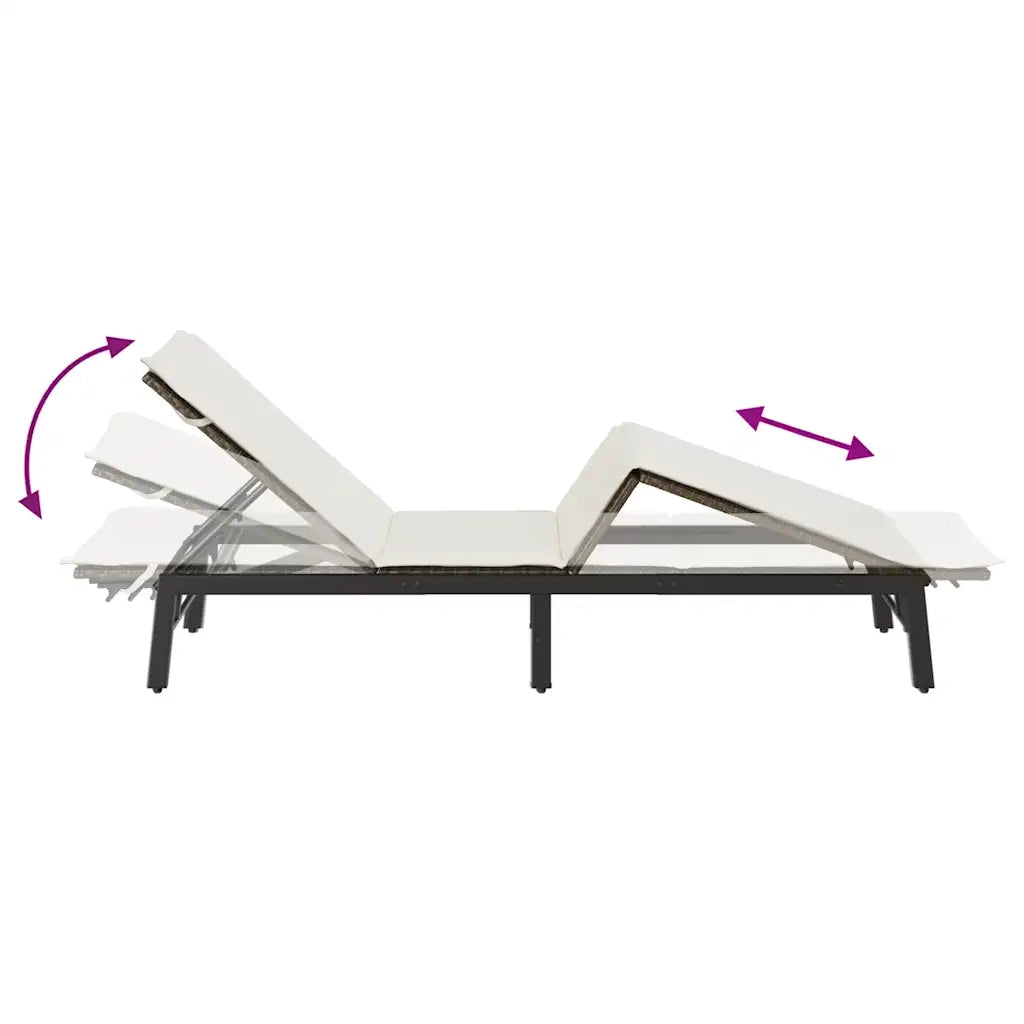 Lettino Prendisole | Sdraio da giardino | Lettino da sole con Cuscino Marrone in Polyrattan