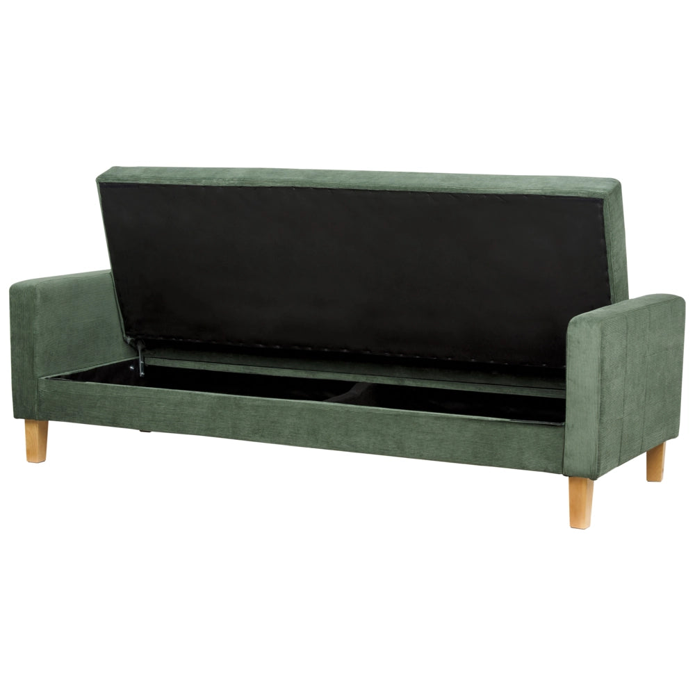 Divano letto in tessuto verde scuro 3 posti imbottito Trapuntato Click Clack