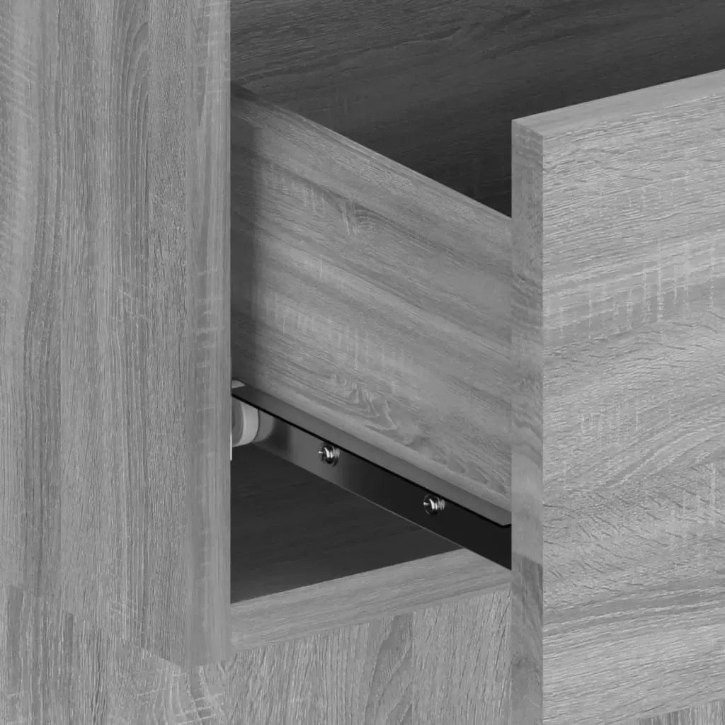 Testiera Letto con Comodini-Testiera con Contenitore in Legno Multistrato Grigio Sonoma 737219