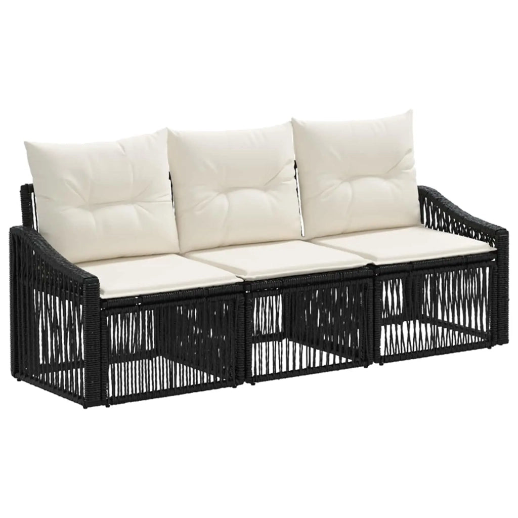 Set Divano da Giardino 3 pz Nero polyrattan 3435922