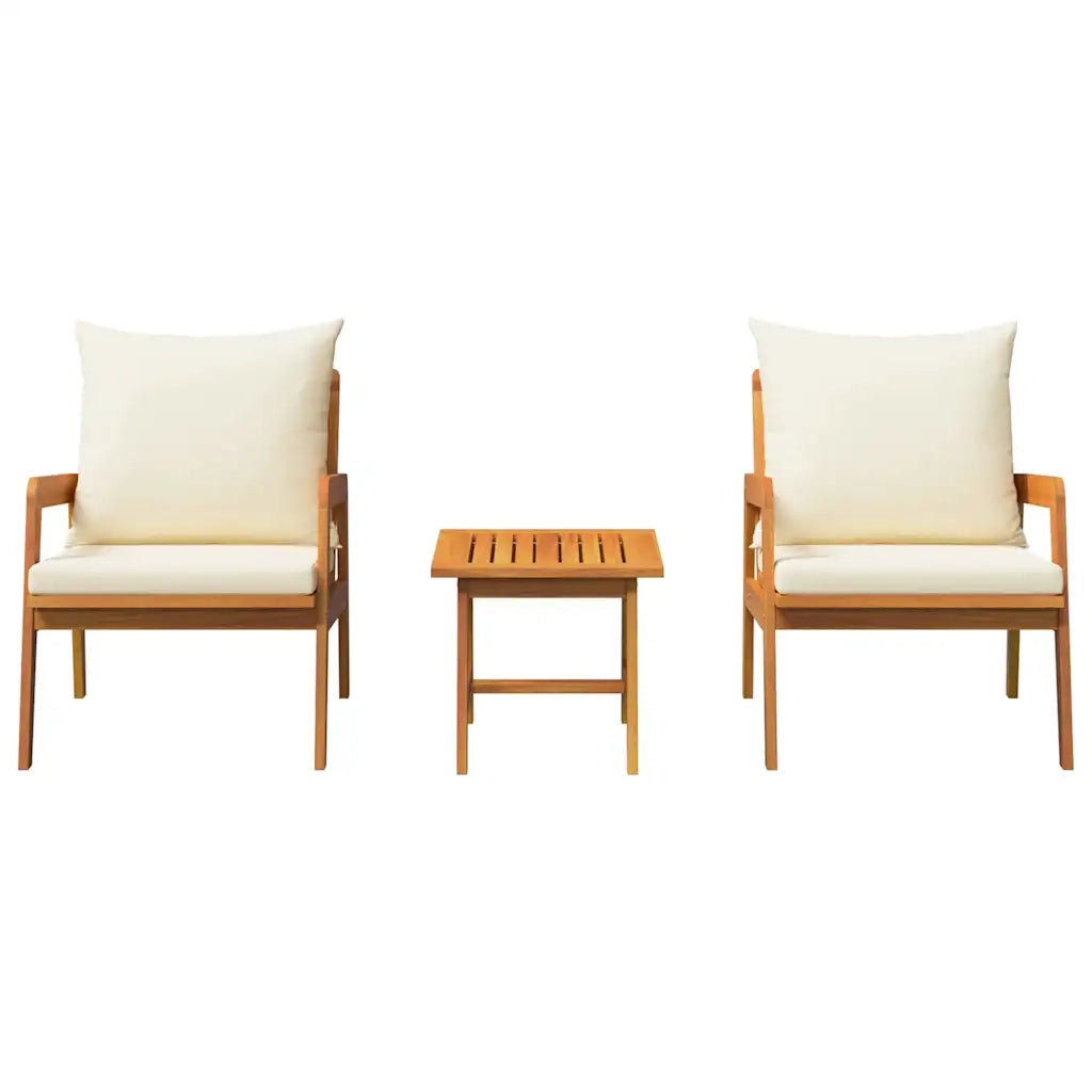 Set bistrot con cuscino 3 pz | Set Salotto da Giardino Marrone Legno di Acacia Massello