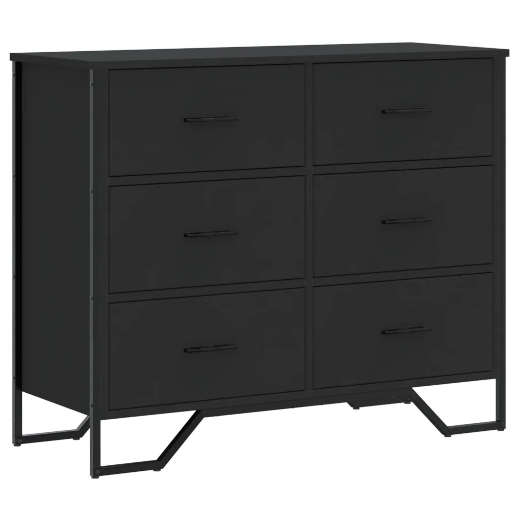 Cassettiera Nera 91x35,5x74,5 cm in Truciolato CFW1199985