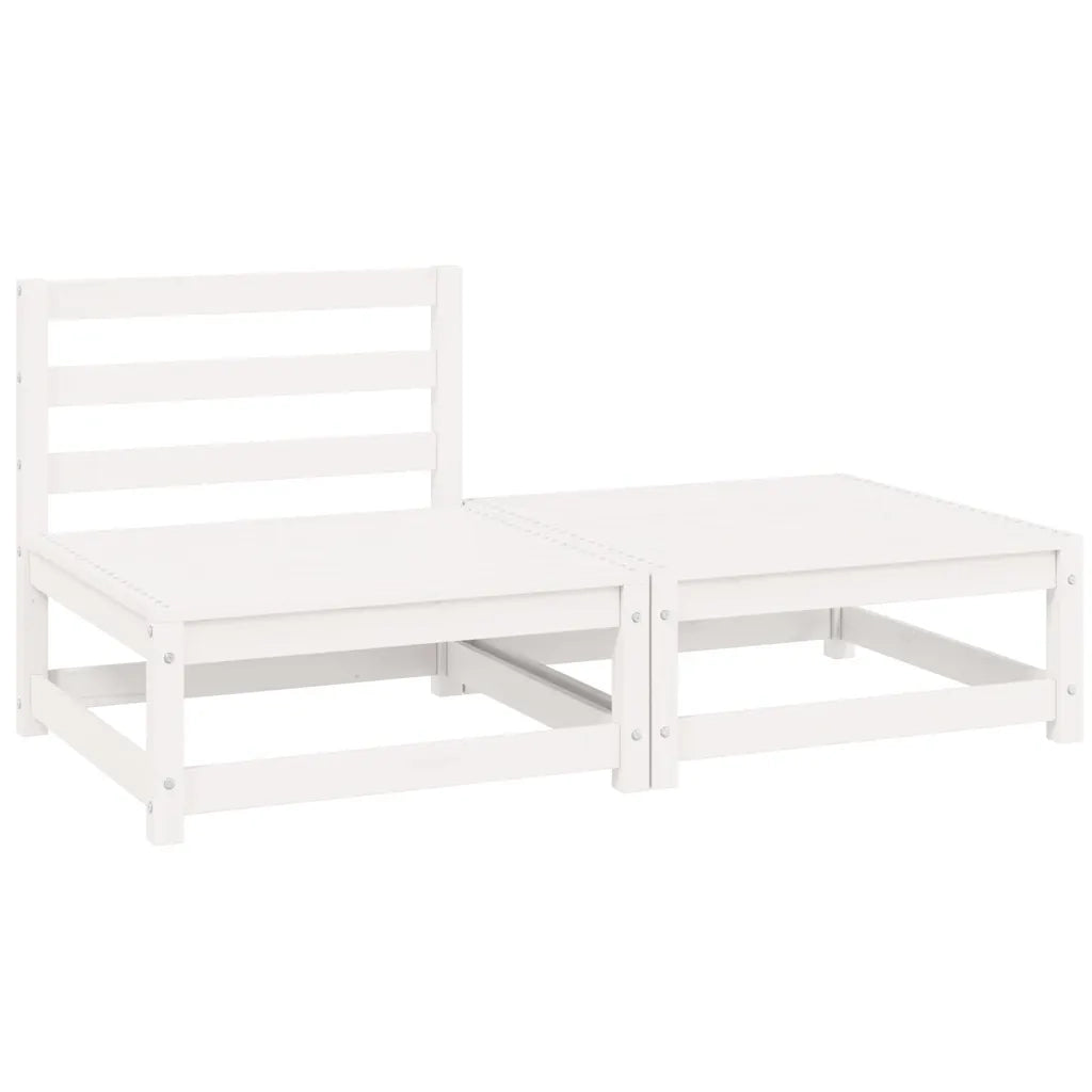 Set Divani da Giardino 2 pz Bianchi in Legno Massello di Pino 805696