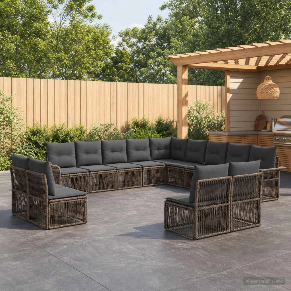 Set Divano da Giardino 13 pz Grigio polyrattan 3434993
